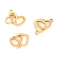 Stainless Steel Heart Pendants 304 Stainless Steel Vacuum Ion Plating DIY Sold By Bag