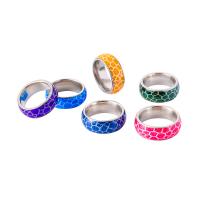 Rustfrit stål fingre Ringe, 316L Stainless Steel, med Resin, Donut, poleret, mode smykker & Unisex & forskellig størrelse for valg & luminated, flere farver til valg, 8mm, Størrelse:7-11, Solgt af PC