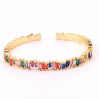 Cilindrata Zircone Bracciale in ottone micro pavimenta, placcato oro vero, stili diversi per la scelta & Micro spianare cubic zirconia & per la donna, nessuno, Venduto da PC