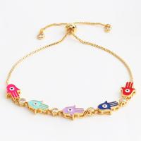 Mal pulsera ojo, metal, chapado en oro real, diferentes estilos para la opción & micro arcilla de zirconia cúbica & para mujer & esmalte, multicolor, longitud 220 mm, Vendido por UD