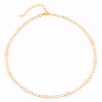 Kubieke Zirkoon Micro Pave Brass Ketting, Messing, echt goud verguld, micro pave zirconia & voor vrouw, meer kleuren voor de keuze, Lengte 40 cm, Verkocht door PC