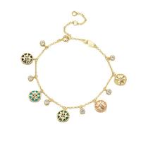 Edelsteen armbanden, Messing, met Edelsteen, Acht Point Star, 18K verguld, voor vrouw & met strass, meer kleuren voor de keuze, 10mm, Lengte Ca 8.3 inch, Verkocht door PC