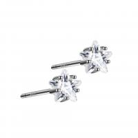 Cubic Zircon ( CZ ) Stud Earring, 925 Sterling Silver, platina pläterad, för kvinna & med strass, 4mm, Säljs av Par