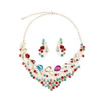 Crystal Jewelry Sets Zinc Alloy with Crystal plated 2 pieces & for woman & with rhinestone Length Approx 18.89 Inch Sold By Set