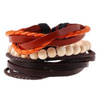 PU leder koord armbanden, met Hennep & Koeienhuid & Hout, drie stuks & mode sieraden & uniseks, Lengte Ca 17-18 cm, Verkocht door Stel