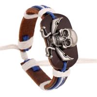 Rundsleder armbanden, Volnerfs leer, met Zinc Alloy, Verstelbare & mode sieraden & uniseks, 12mm, Lengte Ca 6.69 inch, Verkocht door PC