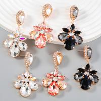 Rhinestone Earring Zinc Alloy gold color plated fashion jewelry & for woman & with glass rhinestone & with rhinestone Sold By Pair