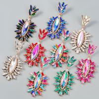 Rhinestone Earring Zinc Alloy gold color plated fashion jewelry & for woman & with rhinestone Sold By Pair