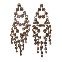 Fashion Fringe Oorbellen, Zinc Alloy, plated, mode sieraden & voor vrouw & met strass, meer kleuren voor de keuze, 32x92mm, Verkocht door pair