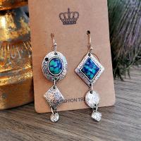 Gemstone Earrings, cobre, with malaquitta, banhado, joias de moda & para mulher, 49x19mm, vendido por par