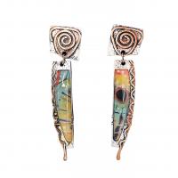 Pendientes de Cristal de Murano, aleación de zinc, con Cristal de murano, chapado, Joyería & para mujer, multicolor, 58x15mm, Vendido por Par