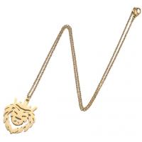 Collier d'acier titane, lion, Plaqué or 18K, bijoux de mode & unisexe, plus de couleurs à choisir, 22x29mm, Longueur 45 cm, Vendu par PC