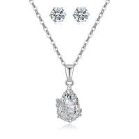 Micro zirconi Pave ottone Jewelry Set, with 5 extender chain, placcato, gioielli di moda & Micro spianare cubic zirconia & per la donna, argento, 12.7mmu30015.1mm, Lunghezza 43 cm, Venduto da PC