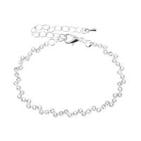 Strass armbanden, Bergkristal, met Messing, met 6cm extender keten, silver plated, voor vrouw, 2mm, Lengte Ca 16 cm, Verkocht door PC