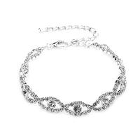 Strass armbanden, Bergkristal, met Messing, met 6cm extender keten, silver plated, voor vrouw, 8mm, Lengte Ca 17 cm, Verkocht door PC