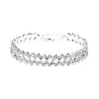 Strass armbanden, Bergkristal, met Messing, met 6cm extender keten, silver plated, voor vrouw, Lengte Ca 17 cm, Verkocht door PC