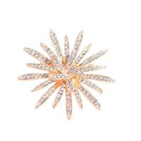 Rhinestone Broche, Zinc Alloy, Flower, guldfarve belagt, for kvinde & med rhinestone, nikkel, bly & cadmium fri, 54mm, Solgt af PC