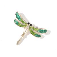 Strass Broche, Zinc Alloy, Dragonfly, gold plated, voor vrouw & glazuur & met strass, gemengde kleuren, nikkel, lood en cadmium vrij, 57x70mm, Verkocht door PC