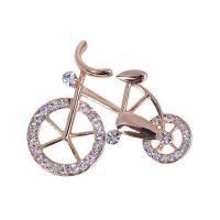 Strass Broche, Zinc Alloy, Fiets, rose goud plated, voor vrouw & met strass, nikkel, lood en cadmium vrij, 44x38mm, Verkocht door PC