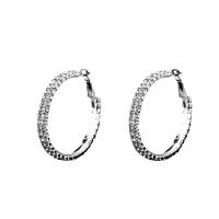 Strass Earring, Bergkristal, met Messing, Donut, silver plated, voor vrouw, 37mm, Verkocht door pair