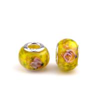 Lampwork perle European, s Goldstone & Željezo, Fenjer, srebrne boje pozlaćen, možete DIY, više boja za izbor, 9x14mm, Približno 100računala/Torba, Prodano By Torba