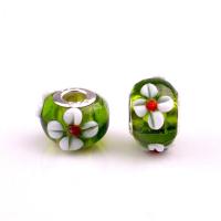 Χάντρες Lampwork European στυλ, Γυάλινα, με Σίδερο, Φανός, χρώμα επάργυρα, DIY, περισσότερα χρώματα για την επιλογή, 9x14mm, Περίπου 100PCs/τσάντα, Sold Με τσάντα