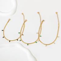 Roestvrijstalen Anklet, 304 roestvrij staal, met 1.97 extender keten, micro pave zirconia & voor vrouw, meer kleuren voor de keuze, Lengte 8.3 inch, Verkocht door PC