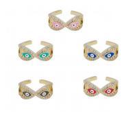 Bijoux Finger Evil Eye Anneau, laiton, Mauvais œil, Placage de couleur d'or, bijoux de mode & pavé de micro zircon & émail, plus de couleurs à choisir, protéger l'environnement, sans nickel, plomb et cadmium, 17mm, Vendu par PC