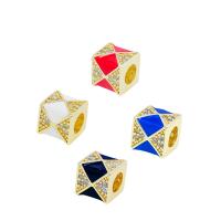 Perles cubes en laiton zircon Micro Pave, Placage de couleur d'or, DIY & pavé de micro zircon & émail, plus de couleurs à choisir, protéger l'environnement, sans nickel, plomb et cadmium, 7.20mm, Trou:Environ 4mm, Vendu par PC