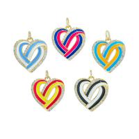 Cubic Zirconia Micro Pave Brass Pendant Heart gold color plated DIY & micro pave cubic zirconia & enamel nickel lead & cadmium free Sold By PC