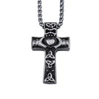 Pendants Tíotáiniam, Cruach Tíotáiniam, Cross, gunna dubh plátáilte, dubh, 40mm, Díolta De réir PC