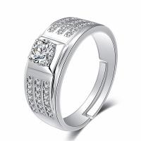 Cubic Zirconia Micro Pave Brass Ring Geometrical Pattern platinum plated Unisex & adjustable & micro pave cubic zirconia nickel lead & cadmium free 8mm Sold By PC