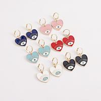 Evil Eye Earrings Zinc Alloy Heart gold color plated for woman & enamel Sold By Lot