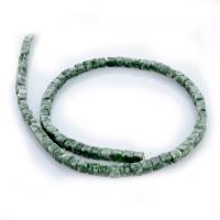 Green Spot Stone Beads, Πλατεία, γυαλισμένο, DIY, πράσινος, 4x4mm, Μήκος Περίπου 15.35 inch, 5Σκέλη/Παρτίδα, Sold Με Παρτίδα