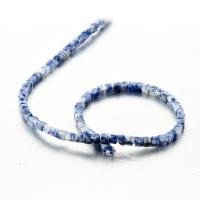 Abalorios de Gemas, Blue Speckle Stone, Redondo aplanado, pulido, Bricolaje, azul, 4x4mm, 5Strandsfilamento/Grupo, Vendido por Grupo