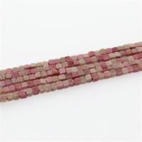 Perline Rhodonite, Quadrato, lucido, DIY, marrone rossiccio, 4x4mm, Lunghezza Appross. 15.35 pollice, 5Strandstrefolo/lotto, Appross. 86PC/filo, Venduto da lotto