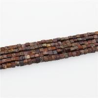 Leopard Skin Stone, Square, poleret, du kan DIY, 4x4mm, 5Strands/Lot, Solgt af Lot