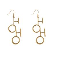 Boucles d'oreilles en alliage de zinc, Placage de couleur d'or, bijoux de mode & pour femme, protéger l'environnement, sans nickel, plomb et cadmium, 70mm, Vendu par paire