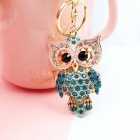 Zinc Alloy Key Clasp Owl Unisex & with rhinestone nickel lead & cadmium free Sold By PC