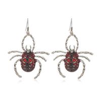 Pendientes de Aleación de Zinc, con Acrílico, Araña, chapado en color de plata antigua, Diseño de Halloween & Joyería & para mujer, libre de níquel, plomo & cadmio, 58x38mm, Vendido por Par