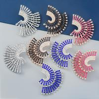 Rhinestone Earring Zinc Alloy plated fashion jewelry & for woman & with rhinestone Sold By Pair