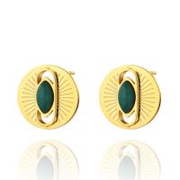 Boucle d'oreille de gaujon en acier inoxydable, Acier inoxydable 304, avec pierre gemme, Rond, bijoux de mode & pour femme, plus de couleurs à choisir, 12mm, Vendu par paire