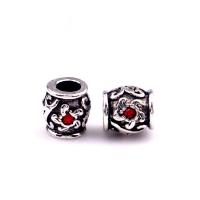 Zinc Alloy European Beads barrel silver color plated DIY & with rhinestone nickel lead & cadmium free Approx Sold By Bag