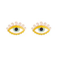 Evil Eye Earrings Titanium Steel gold color plated for woman & enamel nickel lead & cadmium free Sold By Pair