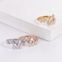 Rhinestone Stainless Steel Finger Ring 304 Stainless Steel with Rhinestone Clay Pave & Shell & for woman Sold By PC