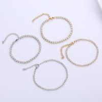 Strass armbanden, 304 roestvrij staal, met 1.97inch extender keten, mode sieraden & voor vrouw & met strass, meer kleuren voor de keuze, Lengte Ca 7.09 inch, Verkocht door PC