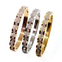 Titanium Steel Bracelet & Bangle Donut Vacuum Ion Plating fashion jewelry & for woman & with rhinestone Sold By PC