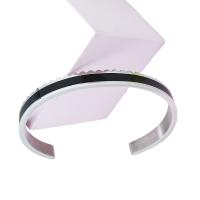 Titanium Steel Σφαλιάρα Bangle, Επιστολή C, κοσμήματα μόδας & για τη γυναίκα & εποξική αυτοκόλλητο, ασήμι, 6mm, Εσωτερική διάμετρος:Περίπου 58x48mm, Sold Με PC