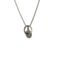 Collier d'acier titane, Plat rond, poli, bijoux de mode & unisexe, argent, Longueur 55 cm, Vendu par PC