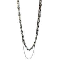 Collier de mode Multi couche, Acier titane, poli, Double couche & bijoux de mode & pour femme, argent, Longueur 40 cm, 46 cm, Vendu par PC